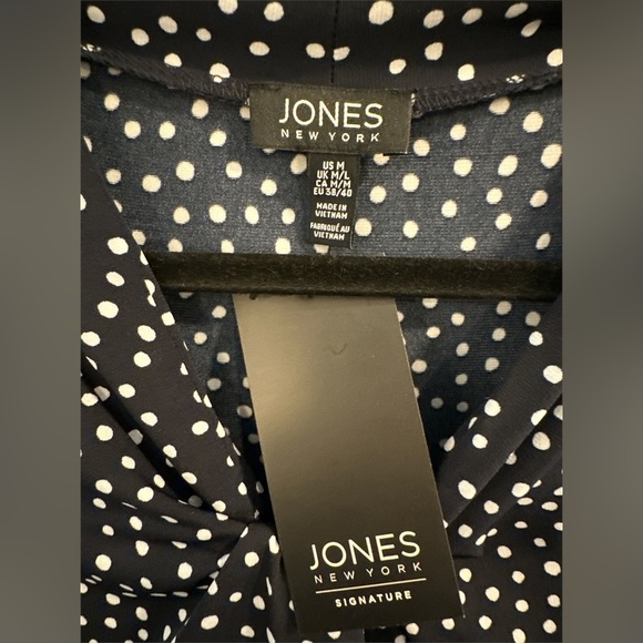 Jones New York Signature Black White Polka Dot Sleeveless Top Blouse M - Picture 3 of 3